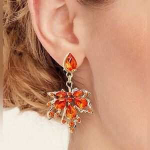 NWT J. Crew Vibrant Orange Floral Earrings, Stunning for Fall!!
